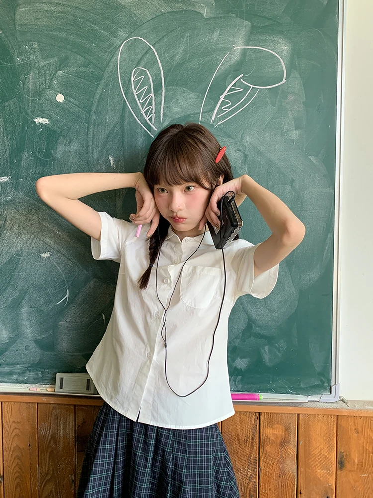 White ort Sve College Sle Women's irt Summer 2026 New Pure Color Versatile Korean Sle Top Loose Fit Commute Sle
White ort Sve College Sle Women's irt Summer 2026 New Pure Color Versatile Korean Sle Top Loose Fit Commute Sle