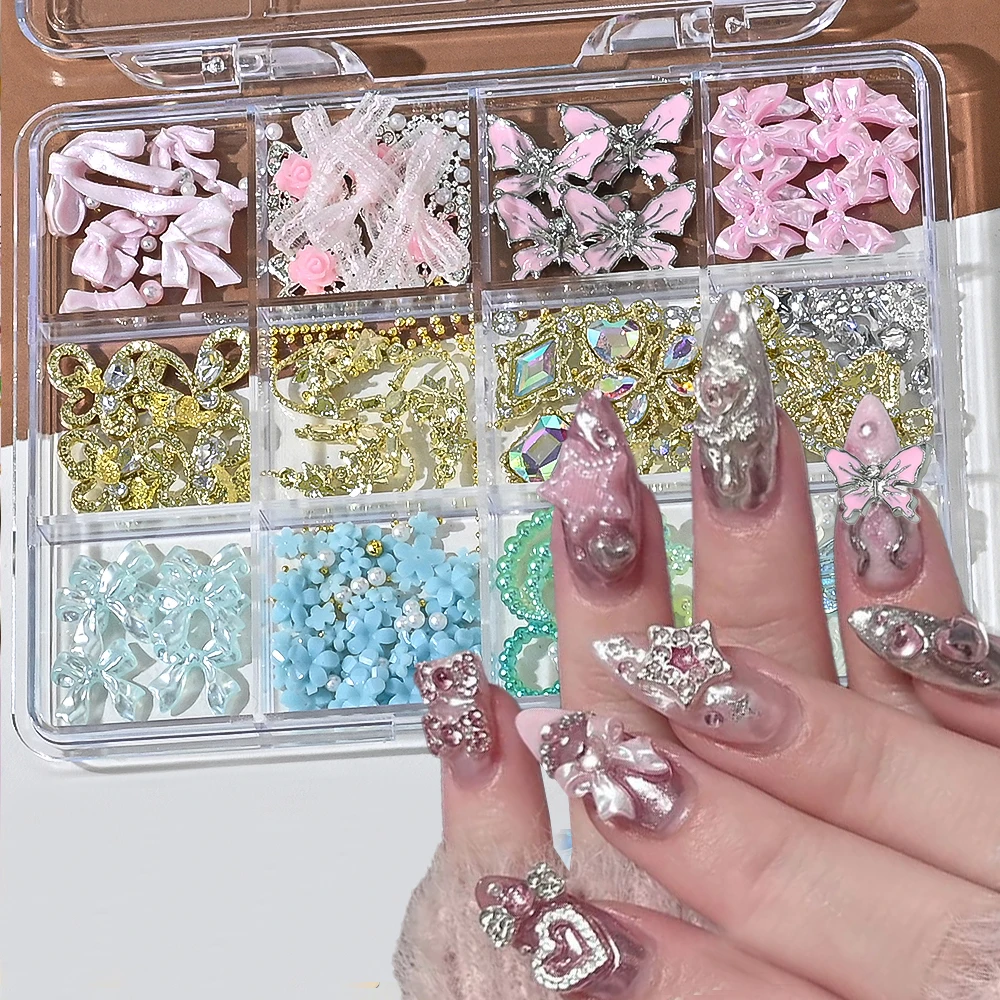 12Grids Luxury Alloy Rhinestones Nail Charms 3D Pink Blue Bowknot Pearl Resin Nail Ornament Spring Flower Manicure Supplies Deco
12Grids Luxury Alloy Rhinestones Nail Charms 3D Pink Blue Bowknot Pearl Resin Nail Ornament Spring Flower Manicure Supplies Deco