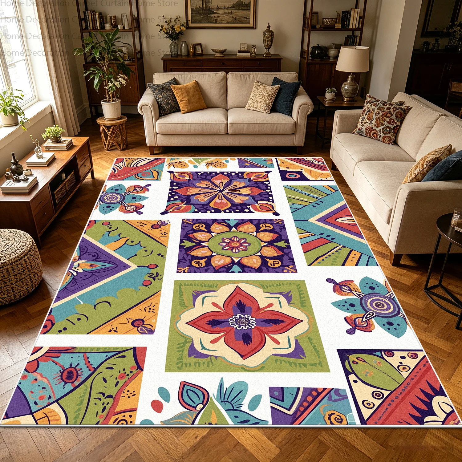 Bohemian Colorful Floral Patchwork Carpet Ethnic Style Living Room Large Area Rug Washable Non-slip Soft Bedroom Decor Floor Mat
Bohemian Colorful Floral Patchwork Carpet Ethnic Style Living Room Large Area Rug Washable Non-slip Soft Bedroom Decor Floor Mat