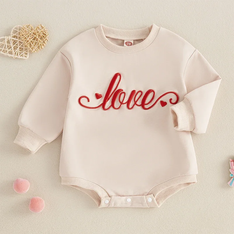 Newborn Baby Boys Girls Sweatshirt Romper Valentine Letter Embroidery Long Sleeve Round Neck Fall Jumpsuits Baby Clothes
Newborn Baby Boys Girls Sweatshirt Romper Valentine Letter Embroidery Long Sleeve Round Neck Fall Jumpsuits Baby Clothes