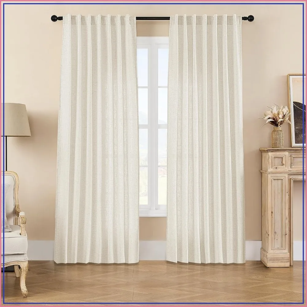 Linen Curtains 2 Panel Set, 96 Inch Long, Light Filtering Drapes for Living Room, 70 Inches Wide, Rod Pocket Back Tab
Linen Curtains 2 Panel Set, 96 Inch Long, Light Filtering Drapes for Living Room, 70 Inches Wide, Rod Pocket Back Tab