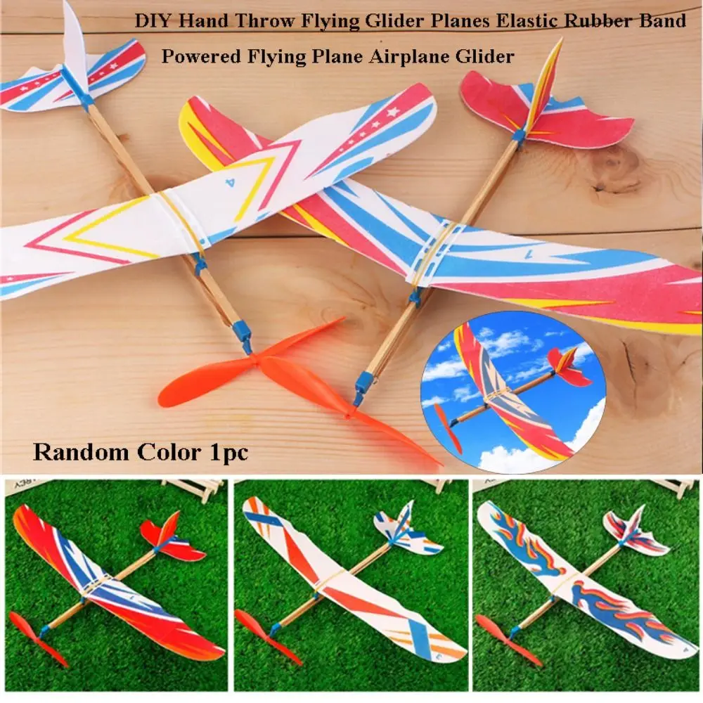 DIY Hand Throw Flying Glider Planes Random Color Assembly Model Elastic Rubber Band Powered Flying Plane Airplane Glider
DIY Hand Throw Flying Glider Planes Random Color Assembly Model Elastic Rubber Band Powered Flying Plane Airplane Glider