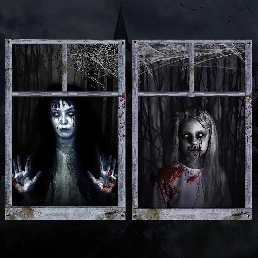 2 Pack Halloween Ghost Curtain Decorations Halloween Window Scary Female Ghost Window Co er Halloween Poster for Indoor Outdoor 
2 Pack Halloween Ghost Curtain Decorations Halloween Window Scary Female Ghost Window Co er Halloween Poster for Indoor Outdoor