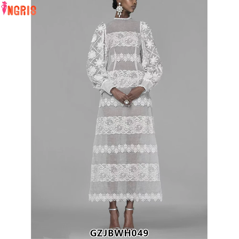 Spring and Autumn White Elegant Midi Dress Women Round Neck Vintage Flower Embroidery Lace Slim Party Dress-GZJBWH049
Spring and Autumn White Elegant Midi Dress Women Round Neck Vintage Flower Embroidery Lace Slim Party Dress-GZJBWH049