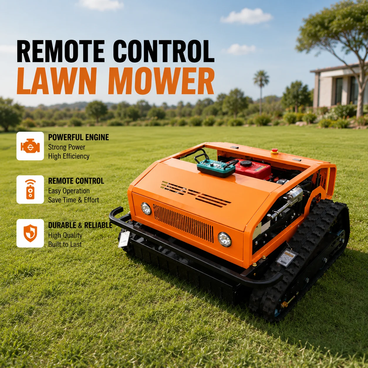 HS800 Remote Control Lawn Mower 800mm Cutting Width 45° Climbing Crawler Brush Cutter for Farm Orchard Garden
HS800 Remote Control Lawn Mower 800mm Cutting Width 45° Climbing Crawler Brush Cutter for Farm Orchard Garden