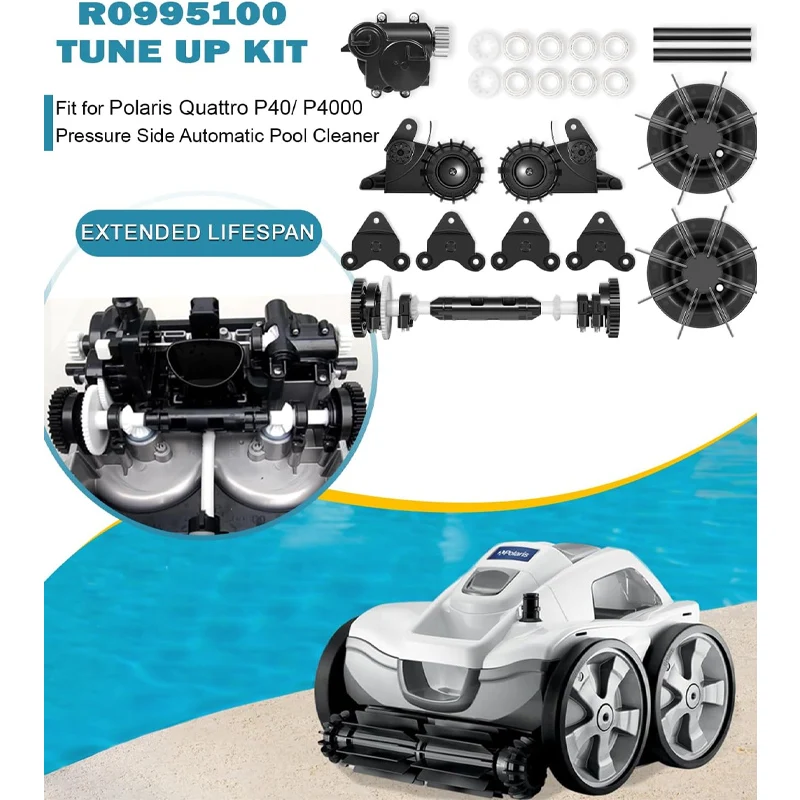 Replacement Tune Up Kit Fit for Polaris Quattro P40 P4000 Pool Cleaners, Rebuild Parts R0995100 with Drive Shaft
Replacement Tune Up Kit Fit for Polaris Quattro P40 P4000 Pool Cleaners, Rebuild Parts R0995100 with Drive Shaft