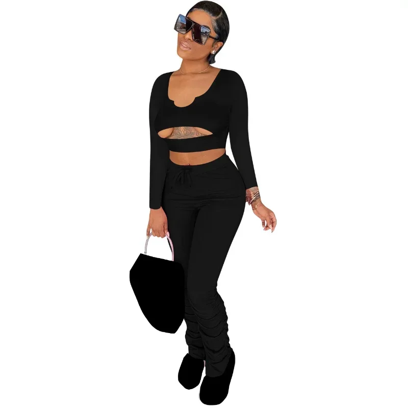 KEXU Sexy Two Piece Sets Women Long Sleeve Cut Out Crop Top Ruched Stacked Pants Sweatsuit Sporty Fitness Bodycon Club Outfits
KEXU Sexy Two Piece Sets Women Long Sleeve Cut Out Crop Top Ruched Stacked Pants Sweatsuit Sporty Fitness Bodycon Club Outfits