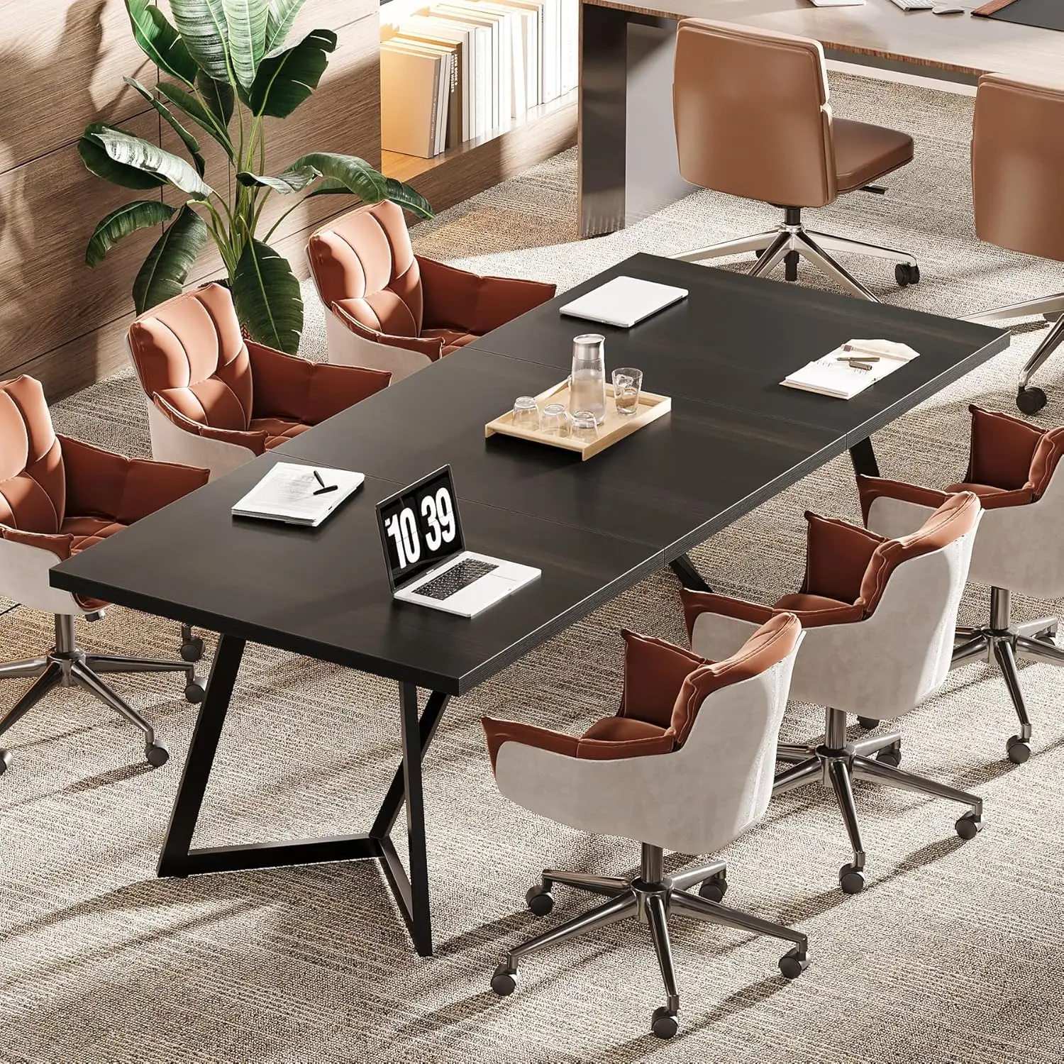 70.86" Conference Table, Modern Meeting Table with Metal Frame, Rectangular Seminar Table Boardroom Desk for Office, Custom
70.86" Conference Table, Modern Meeting Table with Metal Frame, Rectangular Seminar Table Boardroom Desk for Office, Custom