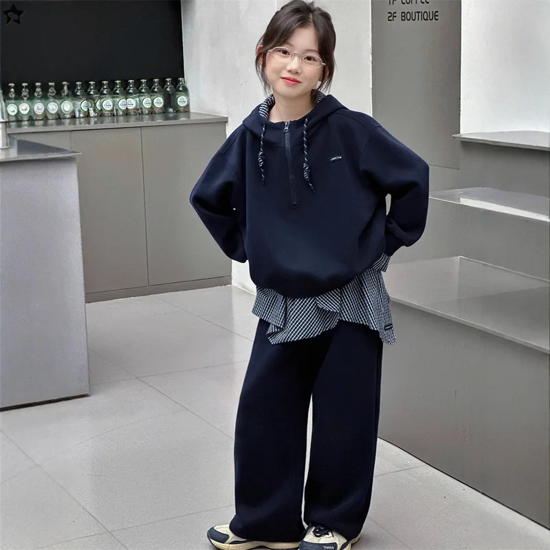2025 Autumn Kid Girl Set Plaid Patchwork Long Sleeves Children Girls Outfit Hooded Sweatshirt+Elastic Waist Pant 4-14Y Girl Suit
2025 Autumn Kid Girl Set Plaid Patchwork Long Sleeves Children Girls Outfit Hooded Sweatshirt+Elastic Waist Pant 4-14Y Girl Suit