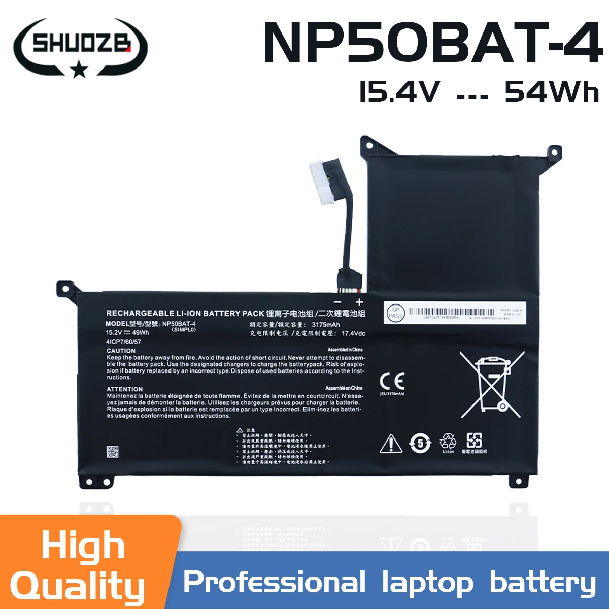 NP50BAT-4 Laptop Battery For Machenike F117-7 For SCHENKER XMG Focus 16 For GIGABYTE G7 KE For COLORFUL X15 AT
NP50BAT-4 Laptop Battery For Machenike F117-7 For SCHENKER XMG Focus 16 For GIGABYTE G7 KE For COLORFUL X15 AT