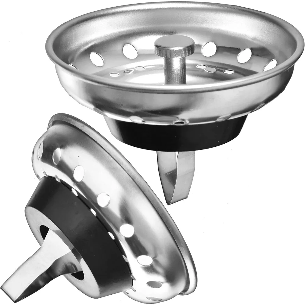 2 Pack - Kitchen Sink Strainer and Stopper Combo Basket Spring Clip Replacement for Standard 3-1/2 inch Drain, Stainless Steel Basket and Rod, Rubber Stopper Bottom
2 Pack - Kitchen Sink Strainer and Stopper Combo Basket Spring Clip Replacement for Standard 3-1/2 inch Drain, Stainless Steel Basket and Rod, Rubber Stopper Bottom
