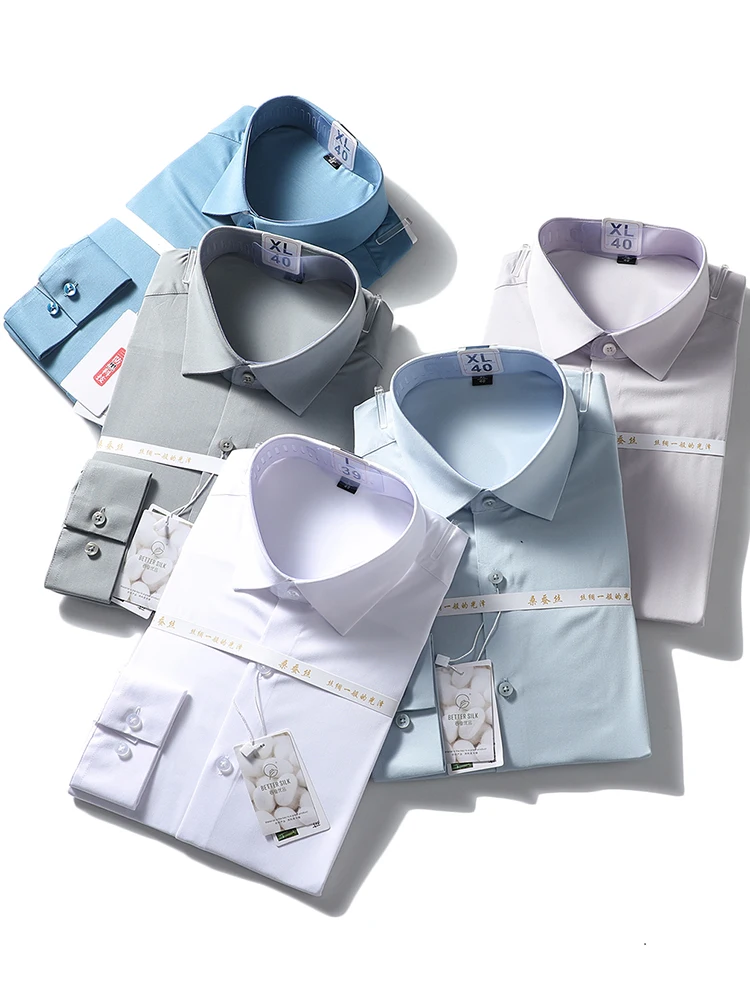 Sl Glue Liquid Ammonia Silk Blend Long Sve Men's Busin Commuter Pure Color irt Faionable Stand Fit
Sl Glue Liquid Ammonia Silk Blend Long Sve Men's Busin Commuter Pure Color irt Faionable Stand Fit