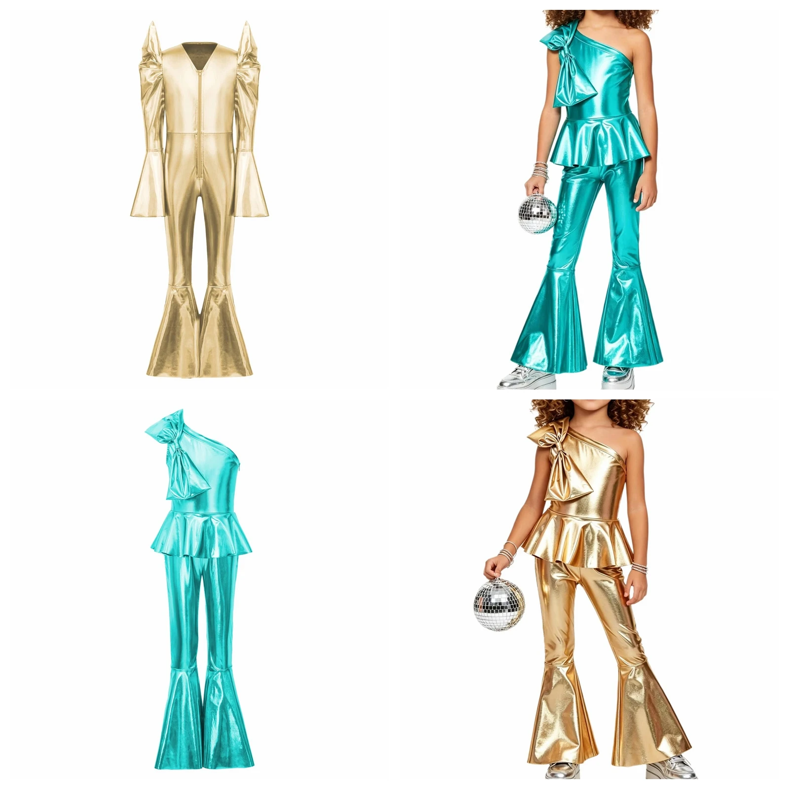 Children's Flares Jumpsuit Girls Shiny Metallic 80s 70s Disco Costume Sparkly Romper Kids Streetwear Bell Bottom Hippie Clubwear
Children's Flares Jumpsuit Girls Shiny Metallic 80s 70s Disco Costume Sparkly Romper Kids Streetwear Bell Bottom Hippie Clubwear