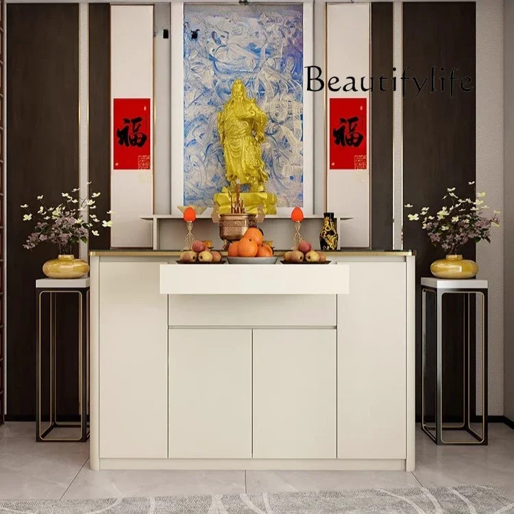 Light luxury tribute table incense case Bodhisattva statue of the god of wealth offering Buddhist shrine standing cabinet
Light luxury tribute table incense case Bodhisattva statue of the god of wealth offering Buddhist shrine standing cabinet