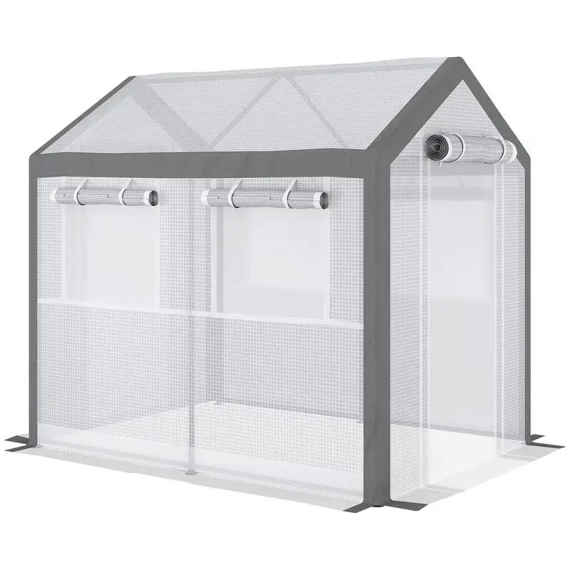 8' x 6' x 7.5' Walk-In Greenhouse for Outdoor Gardening with 6 Roll-up Windows, 2 Zippered Doors & Weather Cover, White Canopy
8' x 6' x 7.5' Walk-In Greenhouse for Outdoor Gardening with 6 Roll-up Windows, 2 Zippered Doors & Weather Cover, White Canopy