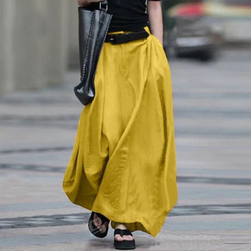 New Fashion Fold Pleated High-waisted A-line Skirts Women Spring Fall Solid Pocket Long Robe Ladies Casual Loose Maxi Skirts
New Fashion Fold Pleated High-waisted A-line Skirts Women Spring Fall Solid Pocket Long Robe Ladies Casual Loose Maxi Skirts
