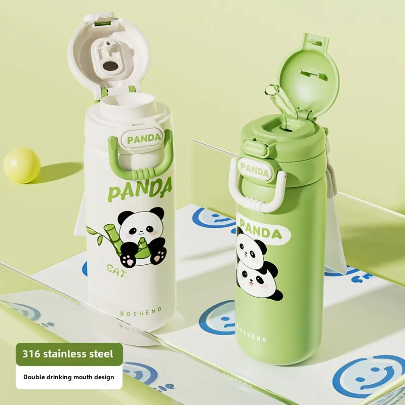 Stainless steel thermos cup cute panda straw water cup children and students double elastic cover tide play sports water cup
Stainless steel thermos cup cute panda straw water cup children and students double elastic cover tide play sports water cup