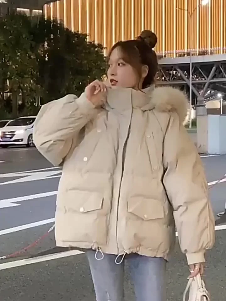 Winter Thickened Women's Down Cotton Jacket Short Loose Style Korean Elegant Popular Hong Kong Style Outerwear Female Coat 
Winter Thickened Women's Down Cotton Jacket Short Loose Style Korean Elegant Popular Hong Kong Style Outerwear Female Coat