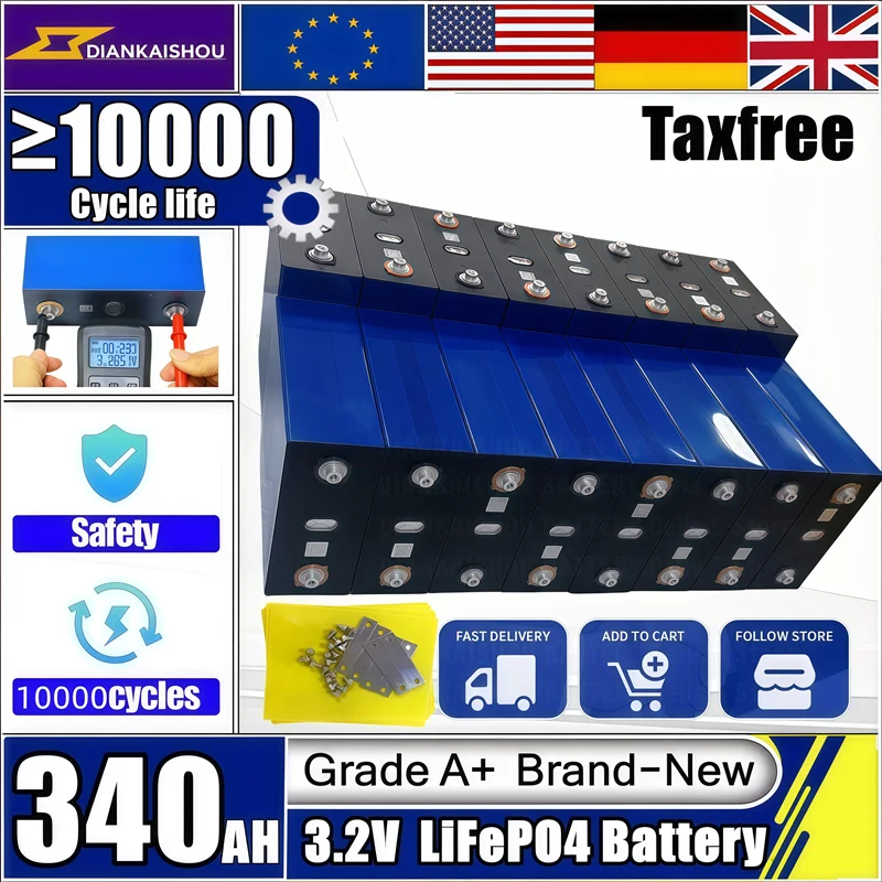 Brand New A-grade vehicle electric ship solar system 340Ah LiFePO4 3.2V cells suitable for DIY 12V 24V 48V battery pack no tax
Brand New A-grade vehicle electric ship solar system 340Ah LiFePO4 3.2V cells suitable for DIY 12V 24V 48V battery pack no tax