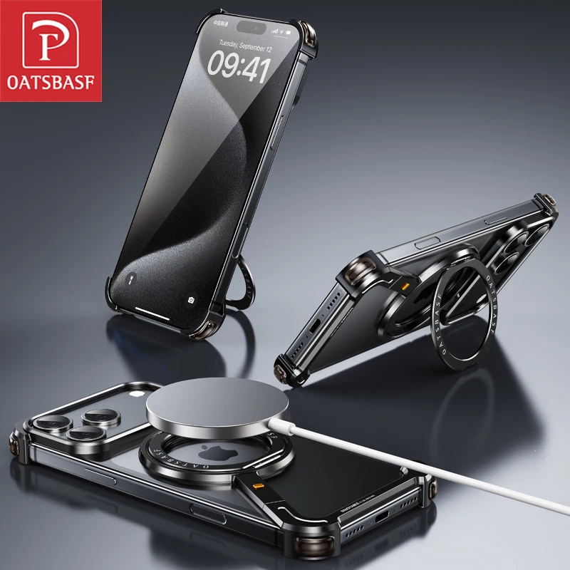 Oatsbasf Metal Frameless Phone Case for iPhone 17 Pro/Pro Max/17 Air with 360° Rotatable Stand Magsafe Protective Shockproof
Oatsbasf Metal Frameless Phone Case for iPhone 17 Pro/Pro Max/17 Air with 360° Rotatable Stand Magsafe Protective Shockproof