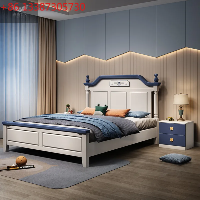 American all solid wood simple boy single double bed children's bed
American all solid wood simple boy single double bed children's bed