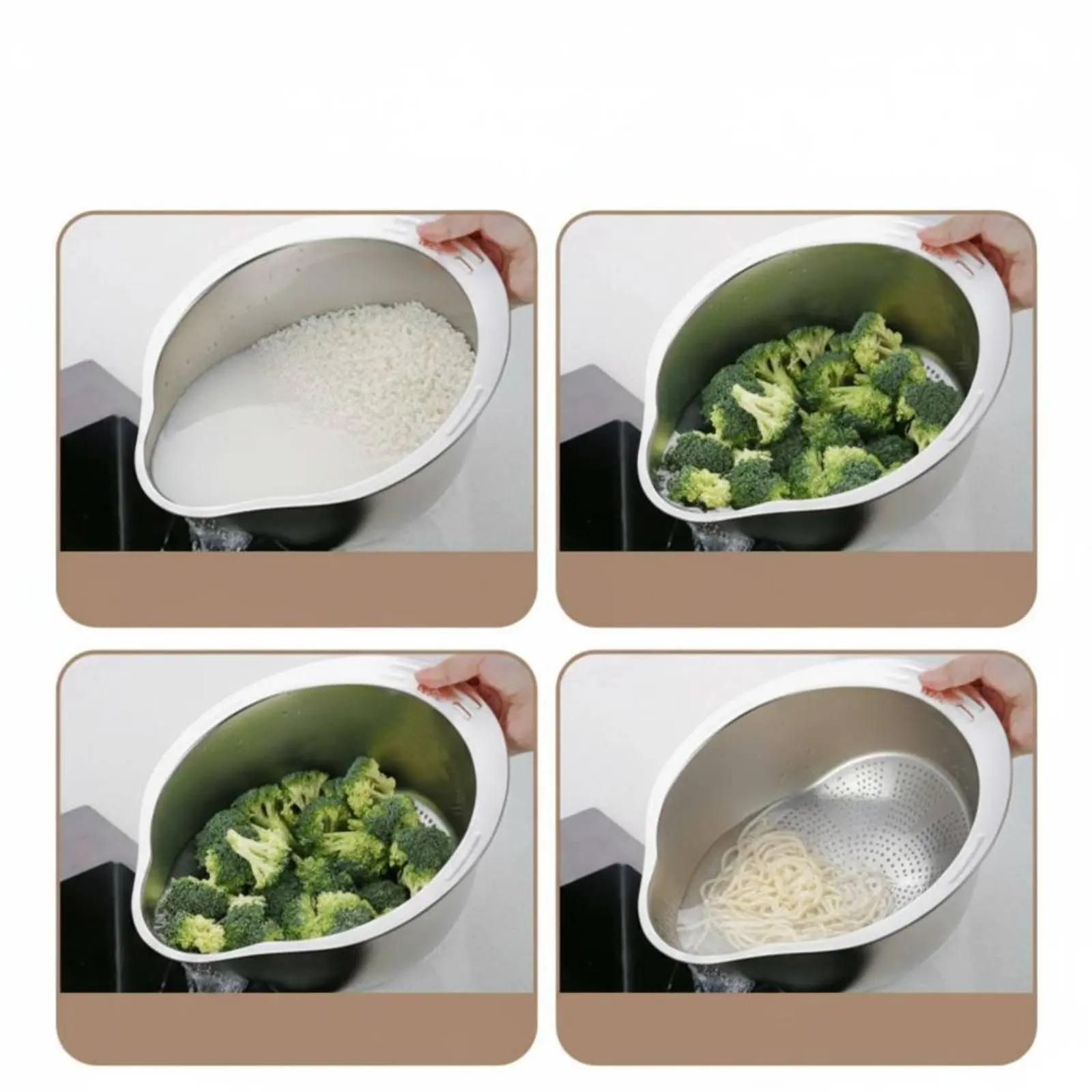 Rice Washing Bowl Food Grade Rice Washer Bowl Draining Basket Thickened Stainless Steel Wash Basin Rust Resistant
Rice Washing Bowl Food Grade Rice Washer Bowl Draining Basket Thickened Stainless Steel Wash Basin Rust Resistant