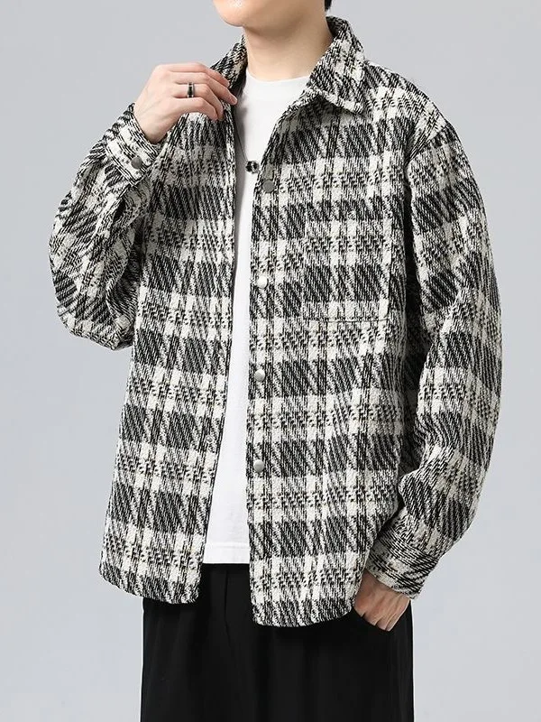 Plaid Men's Jaet Loose Fit Turn-down Collar Spring Autumn New Arrival Faionable Outerwear Casual irt Sle
Plaid Men's Jaet Loose Fit Turn-down Collar Spring Autumn New Arrival Faionable Outerwear Casual irt Sle