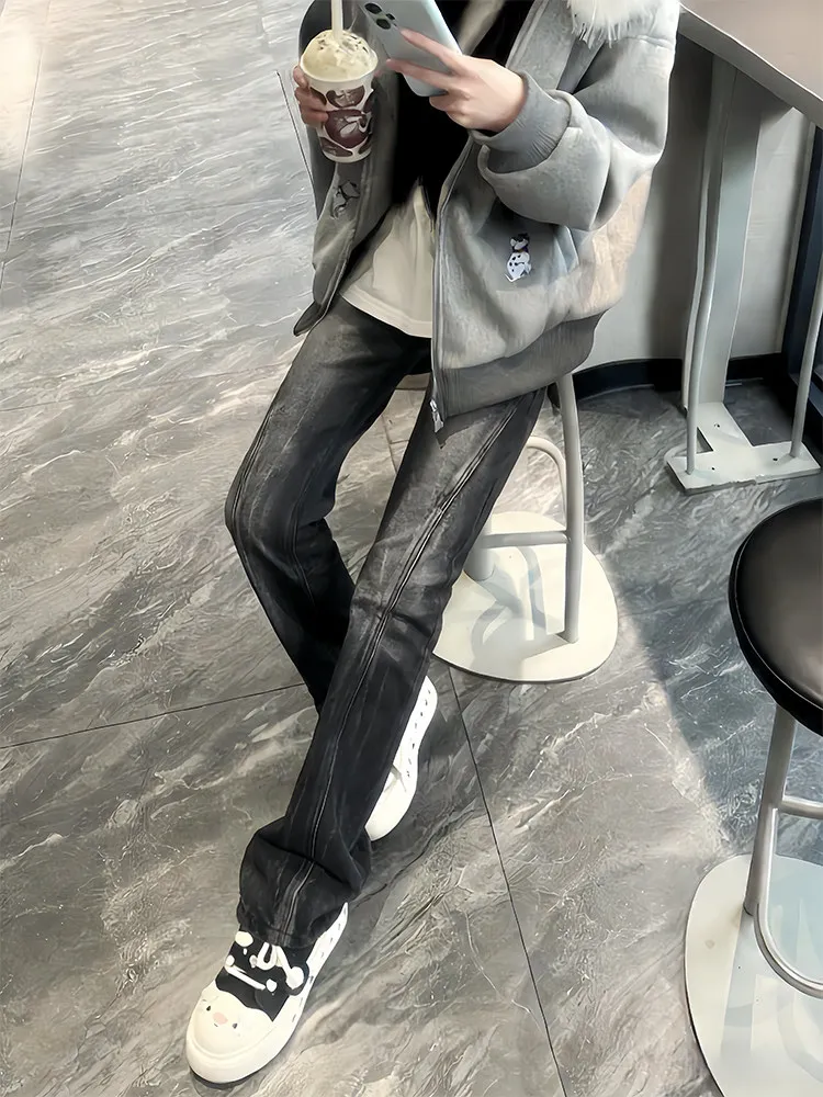 American High Street Vibe Black Lightning Pattern Slant Cut Knife Jeans Men's Slim Straight Leg Micro Flared Long Pants
American High Street Vibe Black Lightning Pattern Slant Cut Knife Jeans Men's Slim Straight Leg Micro Flared Long Pants
