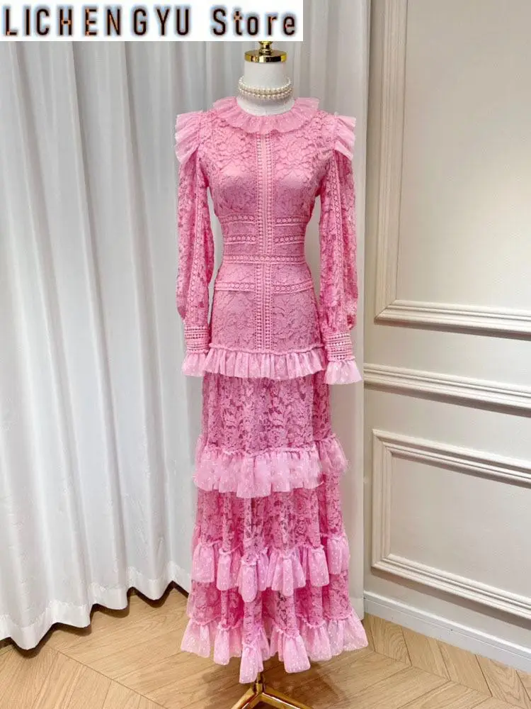 Elegant Chic Dot Mesh Ruffles Patchwork Hollow Out Lace Long-sleeve Solid Color High Waist Dresses Autumn Winter New
Elegant Chic Dot Mesh Ruffles Patchwork Hollow Out Lace Long-sleeve Solid Color High Waist Dresses Autumn Winter New