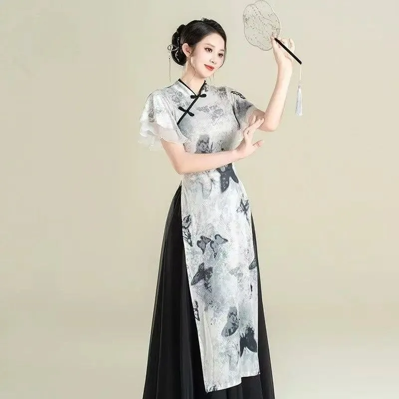 New Classical Dance Costume with Butterfly Print Slim Fit Cheongsam Chinese Style Elegant Women Training Costume Set Fashionable
New Classical Dance Costume with Butterfly Print Slim Fit Cheongsam Chinese Style Elegant Women Training Costume Set Fashionable