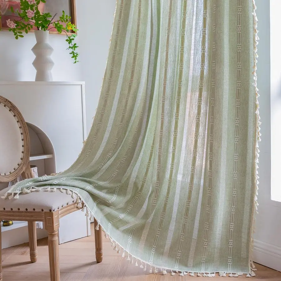 Зеленые шторы в стиле бохо для гостиной, 63 дюйма в длину, 2 панели, льняные, полузатемняющие, в стиле фермерского дома, для спальни, в стиле французского кантри
Зеленые шторы в стиле бохо для гостиной, 63 дюйма в длину, 2 панели, льняные, полузатемняющие, в стиле фермерского дома, для спальни, в стиле французского кантри