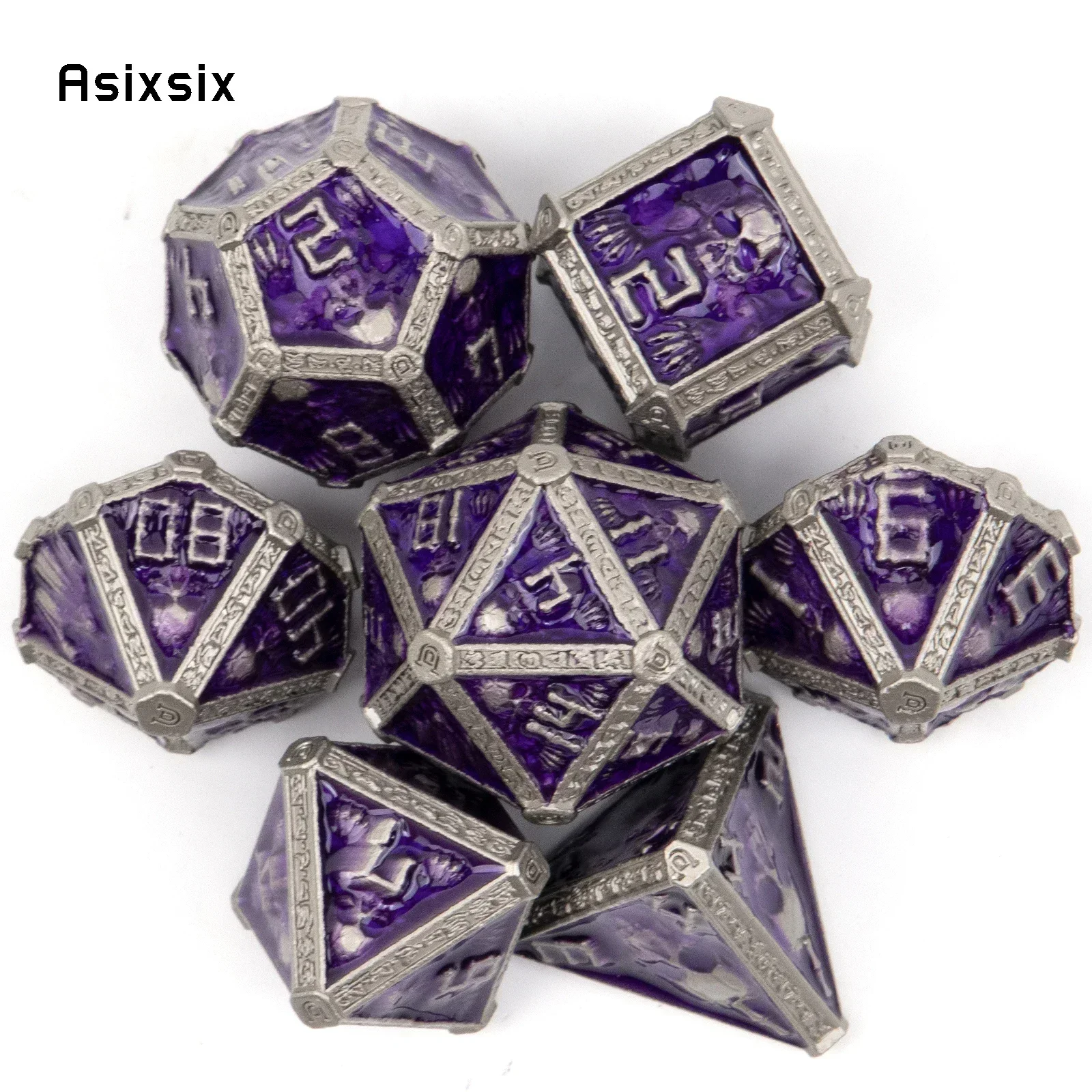 7 Pcs Purple Silver Skull Metal Dice Solid Perfect For Card Games Board Games For Critical Role, Rpgs, D&D
7 Pcs Purple Silver Skull Metal Dice Solid Perfect For Card Games Board Games For Critical Role, Rpgs, D&D