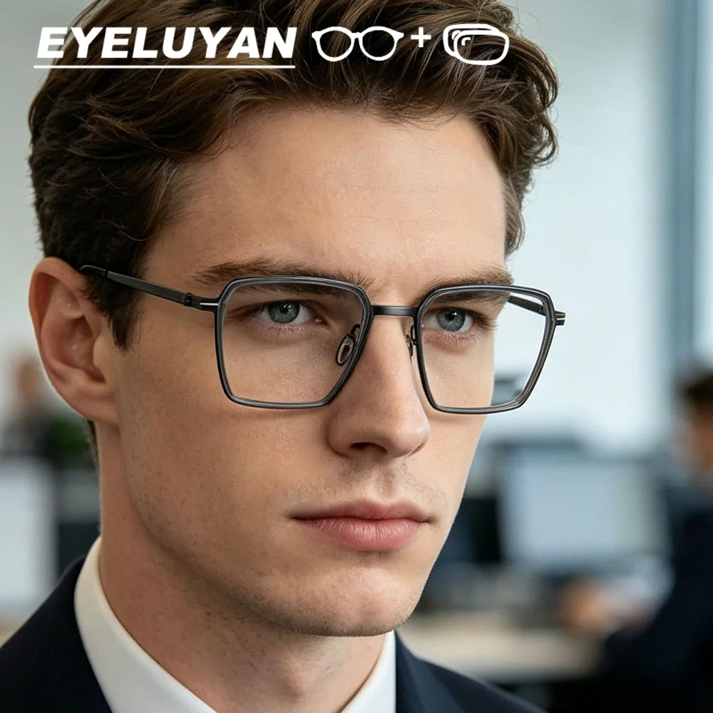 EYELUYAN Screwless Titanium Prescription Eyeglasses Men Ultralight Square Anti Blue Light Optical Myopia Photochromism Glasses
EYELUYAN Screwless Titanium Prescription Eyeglasses Men Ultralight Square Anti Blue Light Optical Myopia Photochromism Glasses