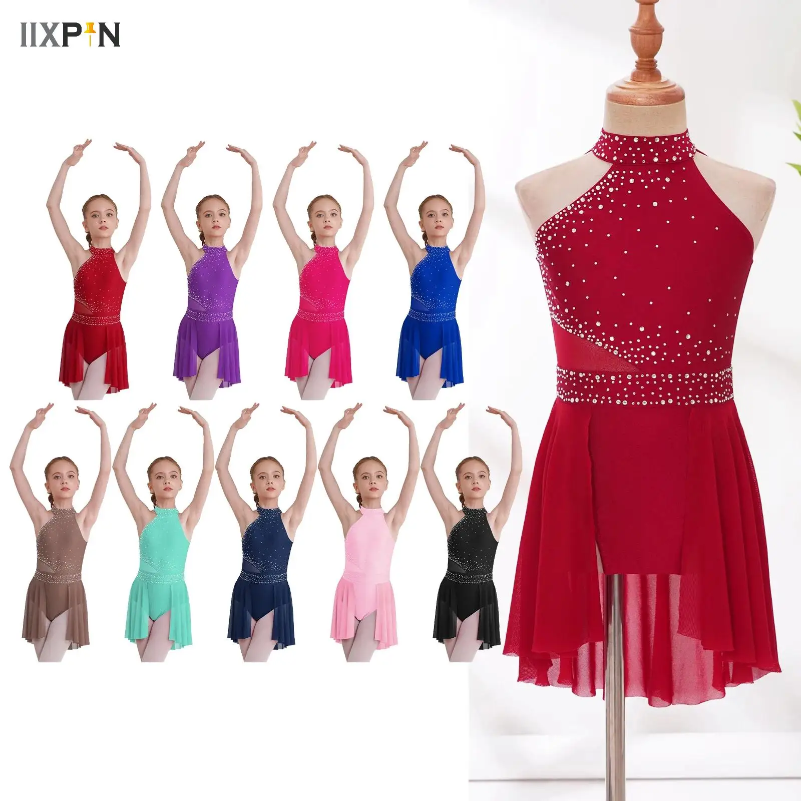 Girls Ballet Figure Skating Dress Glittery Gymnastics Leotard Dress Sleevesless Irregular Hem Competition Dance Costume
Girls Ballet Figure Skating Dress Glittery Gymnastics Leotard Dress Sleevesless Irregular Hem Competition Dance Costume