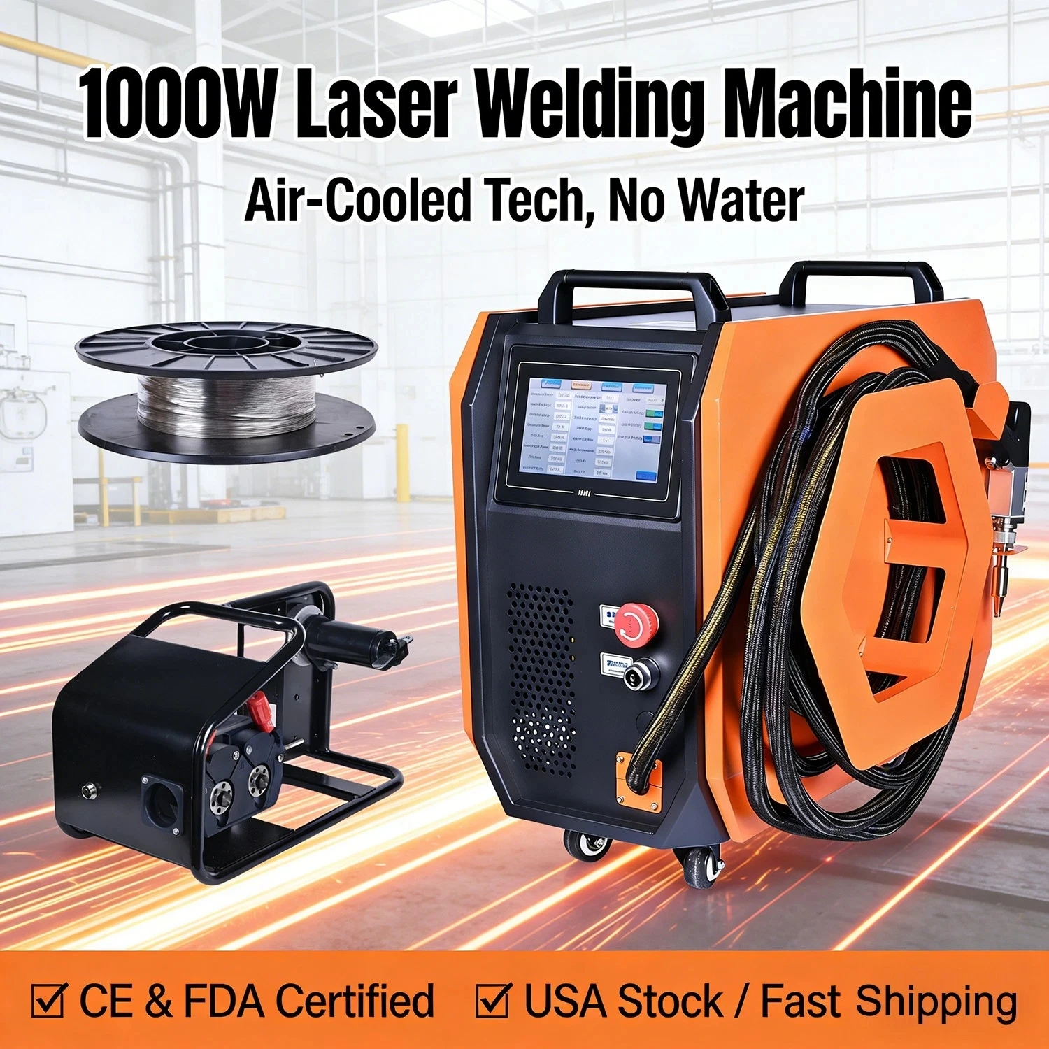 1000W 4in1 Air Cooling Handheld Laser Welding Cleaning Machine Welder
1000W 4in1 Air Cooling Handheld Laser Welding Cleaning Machine Welder