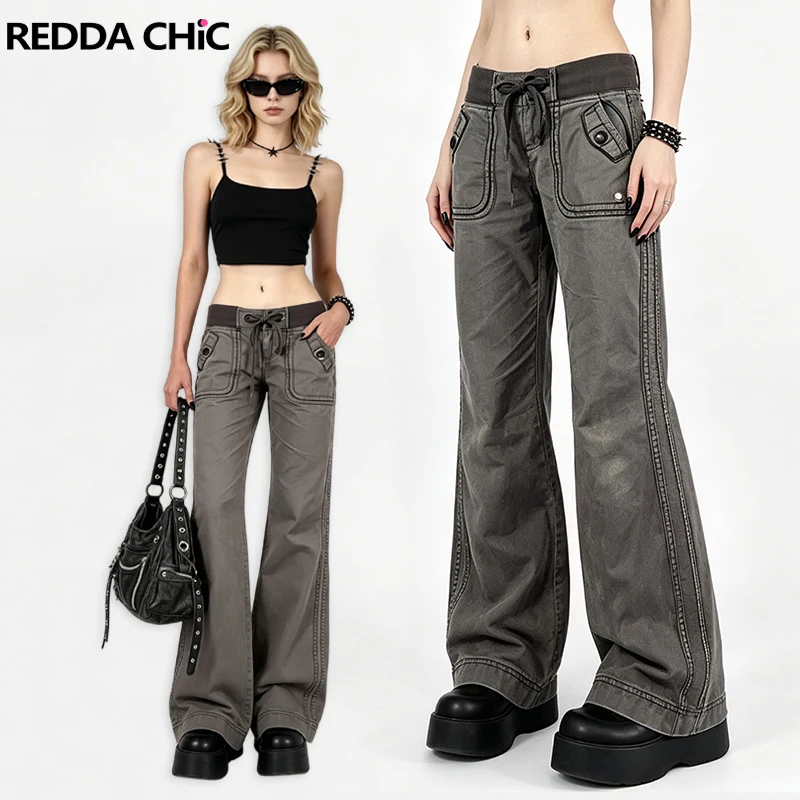 REDDACHiC Low Rise Y2k Jeans Women Grunge Gary Big Pocket Do Old Drawstring Relaxed Fit Cargo Denim Trousers Vintage Streetwear
REDDACHiC Low Rise Y2k Jeans Women Grunge Gary Big Pocket Do Old Drawstring Relaxed Fit Cargo Denim Trousers Vintage Streetwear