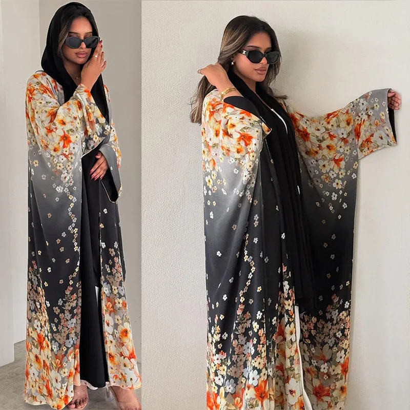 Muslim Summer Flower Printing Women's Clothing Middle East Abaya Casual Fashion Outer Coat Robe
Muslim Summer Flower Printing Women's Clothing Middle East Abaya Casual Fashion Outer Coat Robe