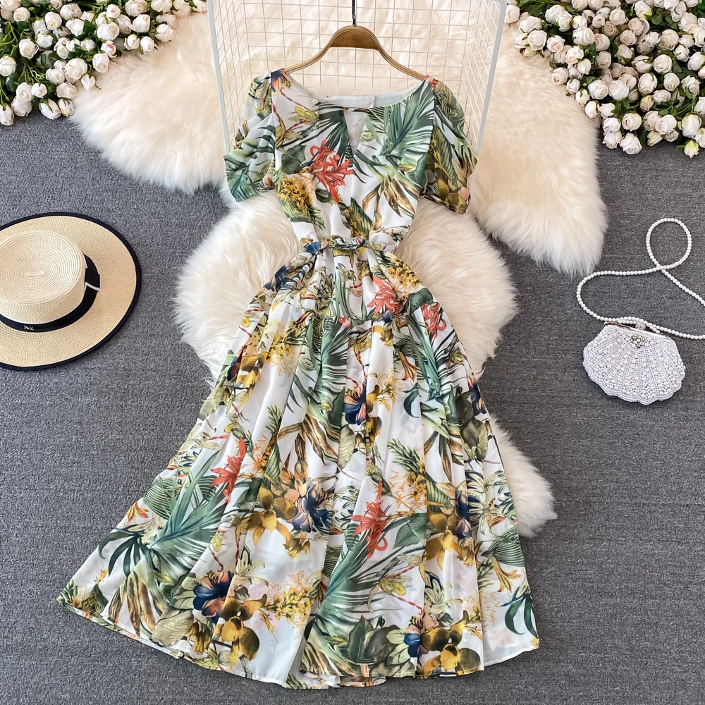2022 New Summer Women Sexy Hollow Out O-Neck Short Sleeve Belt Slim Long Dress Fashion Retro Print Beach Vacation Dress
2022 New Summer Women Sexy Hollow Out O-Neck Short Sleeve Belt Slim Long Dress Fashion Retro Print Beach Vacation Dress