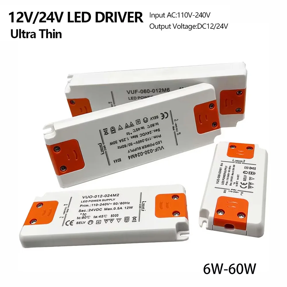 DC12V 24V Ультратонкий трансформатор освещения Тонкий светодиодный источник питания 6W 12W 30W 60W Драйвер 110V 220V 230V для светодиодных лент COB
DC12V 24V Ультратонкий трансформатор освещения Тонкий светодиодный источник питания 6W 12W 30W 60W Драйвер 110V 220V 230V для светодиодных лент COB