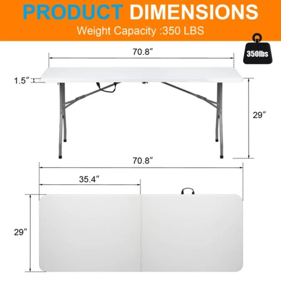 6' Folding Table Portable Plastic Indoor Outdoor Picnic Party Dining Camping Tables
6' Folding Table Portable Plastic Indoor Outdoor Picnic Party Dining Camping Tables