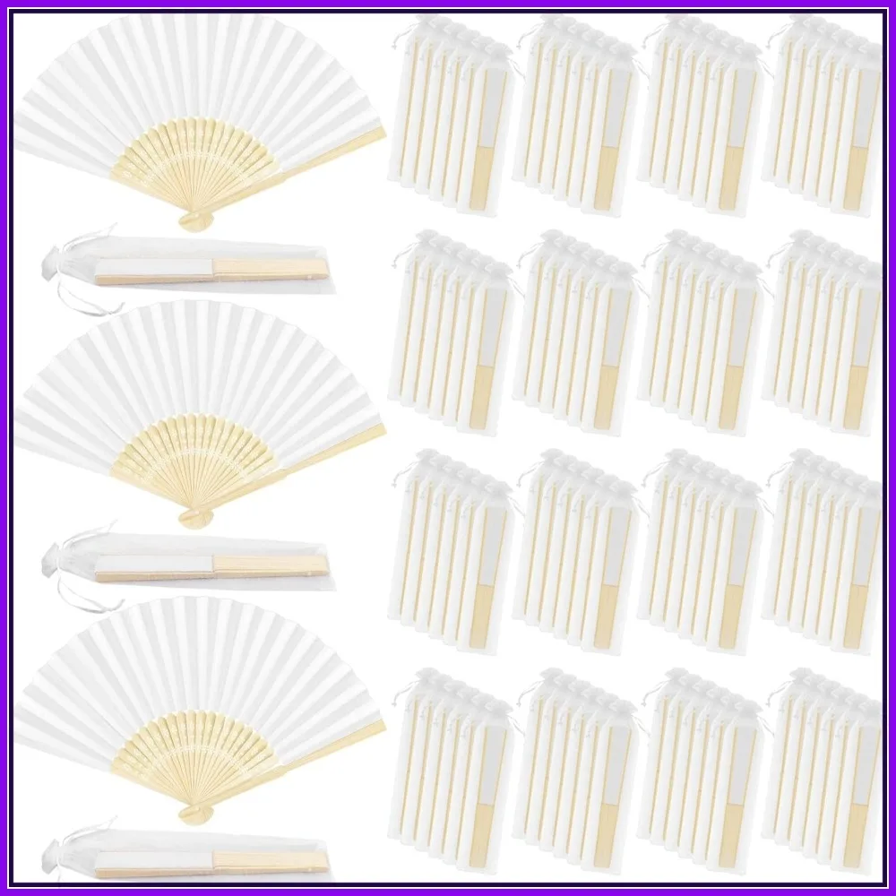 120 Pieces White Bamboo Folding Hand Fans with Organza Bags for Wedding Party Favors DIY Decor
120 Pieces White Bamboo Folding Hand Fans with Organza Bags for Wedding Party Favors DIY Decor