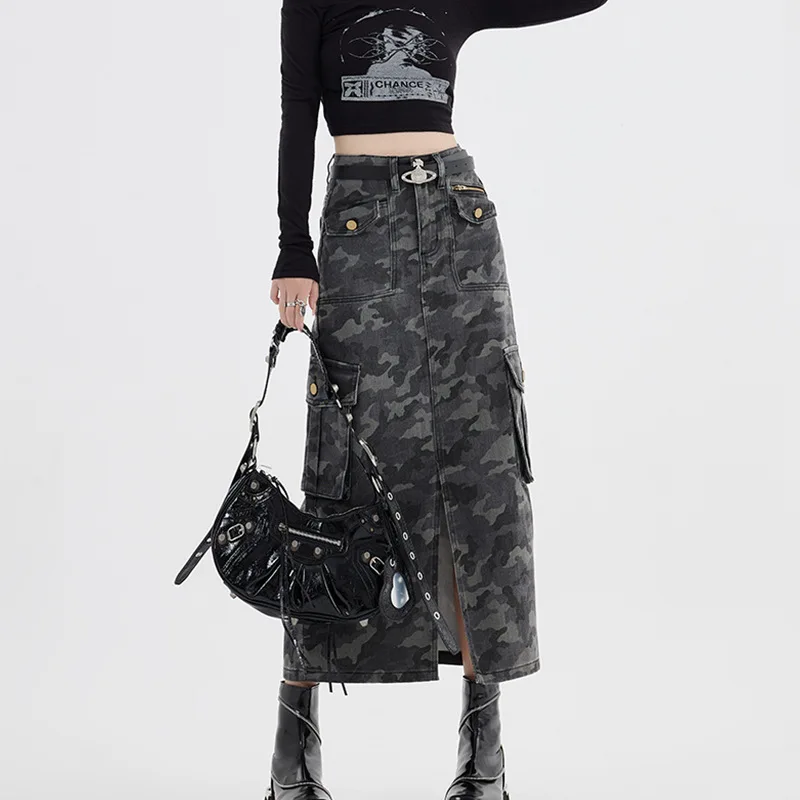 Street Style Skirt With Slit, Hot Girl Mid-Length Skirt, Cool And Chic Pocket Workwear Camouflage Women'S Half
Street Style Skirt With Slit, Hot Girl Mid-Length Skirt, Cool And Chic Pocket Workwear Camouflage Women'S Half