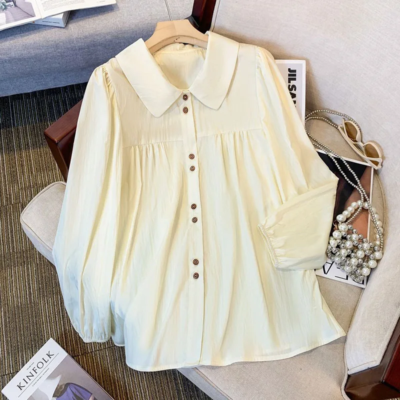 Spring Autumn Women Long Sleeve Blouses College Style Sweet Lovely Doll Collar Shirt Tops Oversized Loose Patchwork Pleat Shirts
Spring Autumn Women Long Sleeve Blouses College Style Sweet Lovely Doll Collar Shirt Tops Oversized Loose Patchwork Pleat Shirts