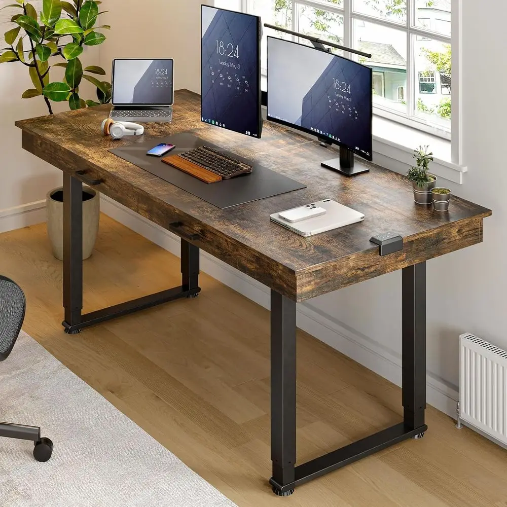 63x26 Dual Motor Electric Height Adjustable Stand-Up Desk, 28-46 Range, Rustic Brown for Home & Office
63x26 Dual Motor Electric Height Adjustable Stand-Up Desk, 28-46 Range, Rustic Brown for Home & Office