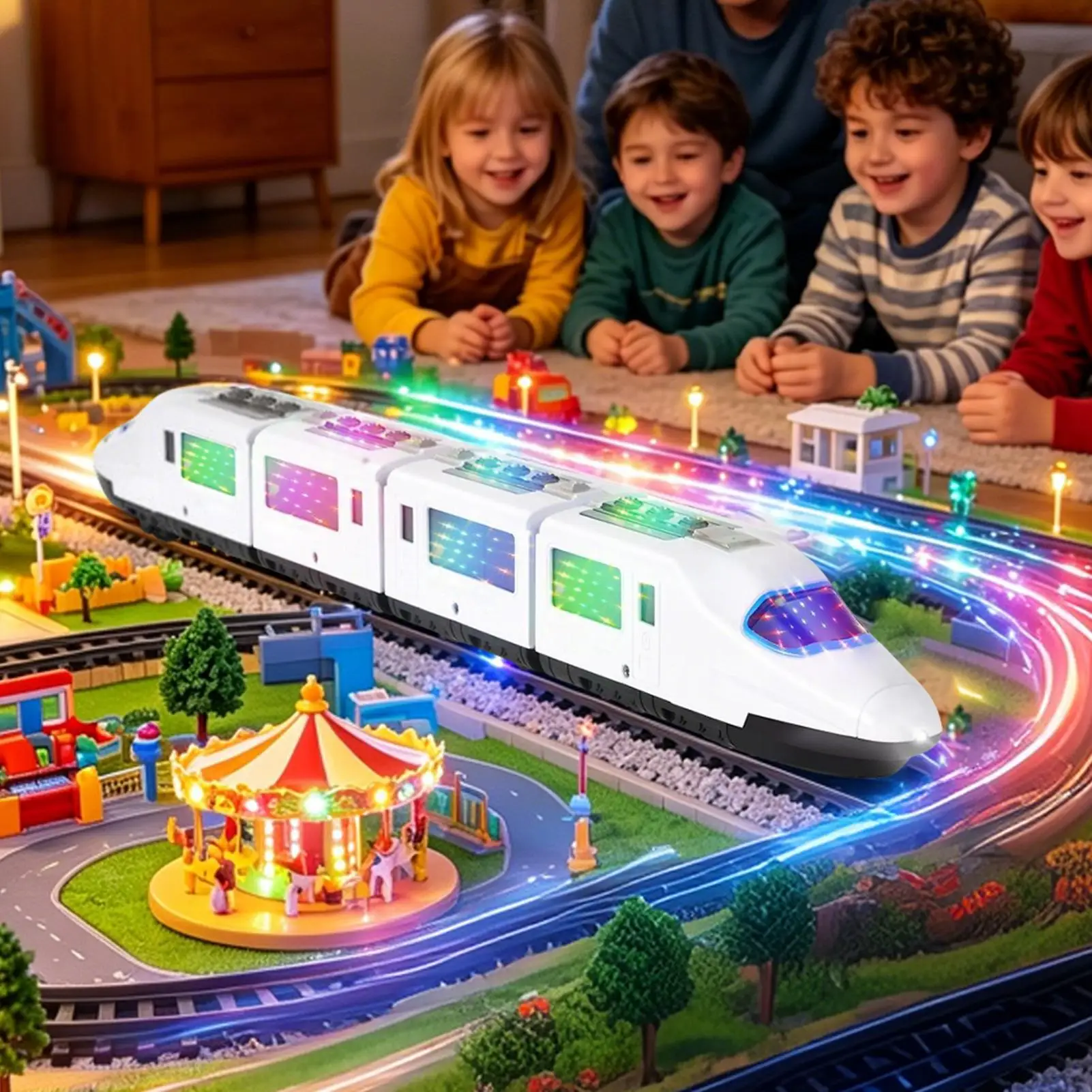 High-speed Train Toy Interactive Retro Fun Light Up Electric Train Set For Kids Boys Girls Children Home Bedroom Kindergarten
High-speed Train Toy Interactive Retro Fun Light Up Electric Train Set For Kids Boys Girls Children Home Bedroom Kindergarten