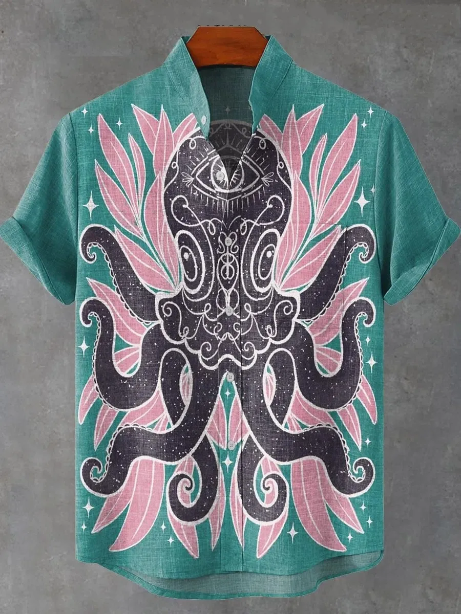 Fashionable new men's deep-sea giant octopus monster pattern art design linen men's short sleeved shirt casual comfortable butto
Fashionable new men's deep-sea giant octopus monster pattern art design linen men's short sleeved shirt casual comfortable butto