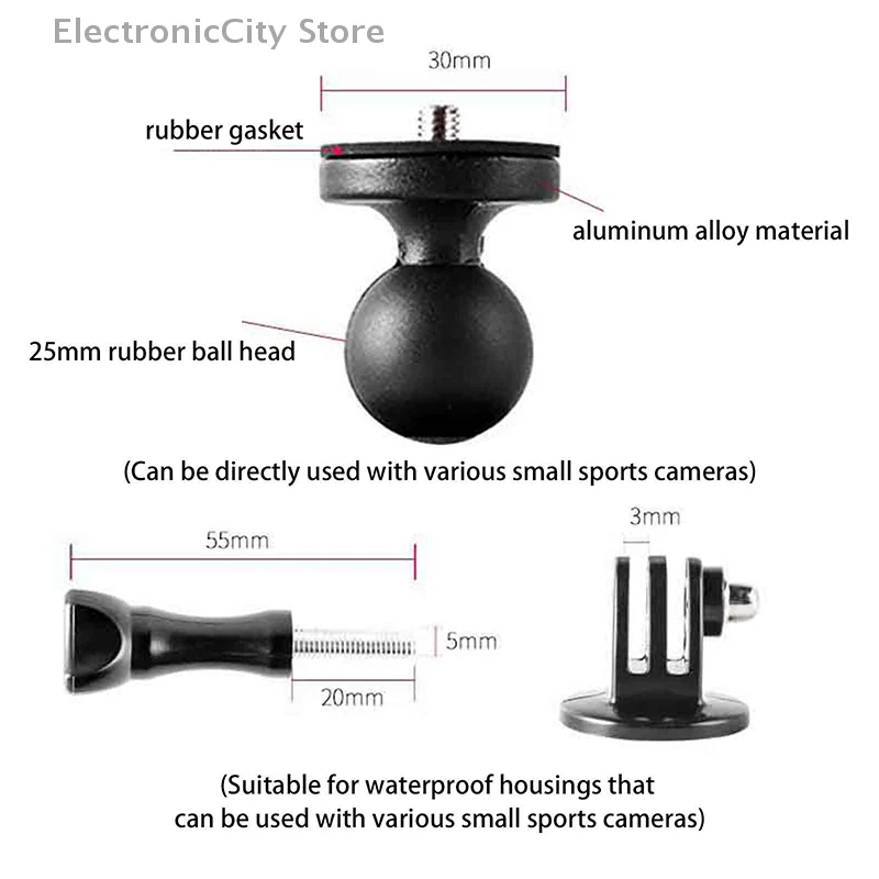 1PC Universal 1" Aluminum Ball Mount Head Adapter Action Camera Support Stand With 1/4" Threaded For Double Socket Arm
1PC Universal 1" Aluminum Ball Mount Head Adapter Action Camera Support Stand With 1/4" Threaded For Double Socket Arm