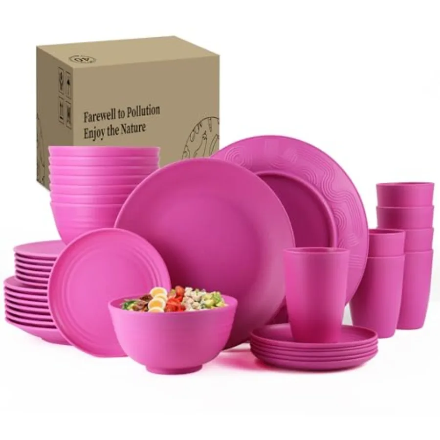40-Piece Kitchen Plastic Wheat Straw Dinnerware Set, Dish Set for 8, Dinner Plates, Dessert Plate, Cereal Bowls, Cups, Appetize
40-Piece Kitchen Plastic Wheat Straw Dinnerware Set, Dish Set for 8, Dinner Plates, Dessert Plate, Cereal Bowls, Cups, Appetize