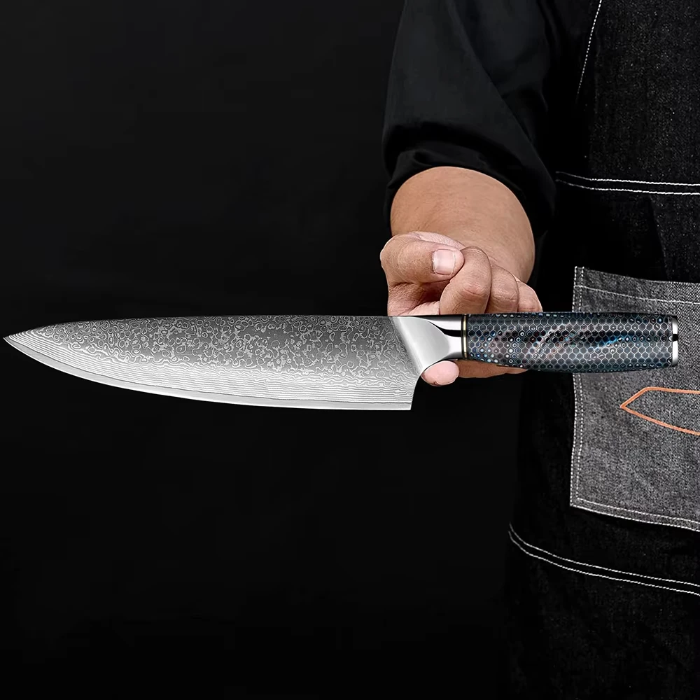 Japanese Chef Knife 8 inch Damascus Knife Pro Kitchen Knives Ultra Sharp Steel Blade Durable Cutting Core for Veg, Meat & Sushi
Japanese Chef Knife 8 inch Damascus Knife Pro Kitchen Knives Ultra Sharp Steel Blade Durable Cutting Core for Veg, Meat & Sushi