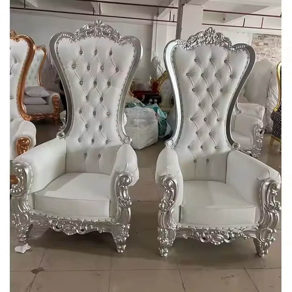 Wholesale Factory Silver White High Back Sofa Chair King Queen Throne Wedding Chair
Wholesale Factory Silver White High Back Sofa Chair King Queen Throne Wedding Chair